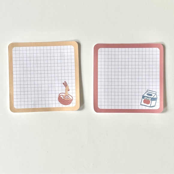 kawaii red & yellow grid ramen 🍜 & milk carton 🥛 🍑 memo sheets - Picture 9 of 10